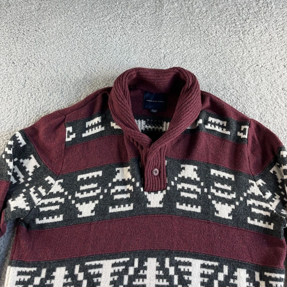 New American Eagle Sweater Mens Extra Large Red Wool Aztec Southwestern Shawl